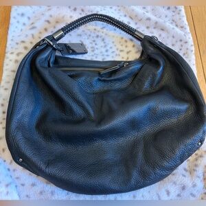 Kenneth Cole Black Leather Hobo Bag With Studded Handle With 2nd Leather Strap